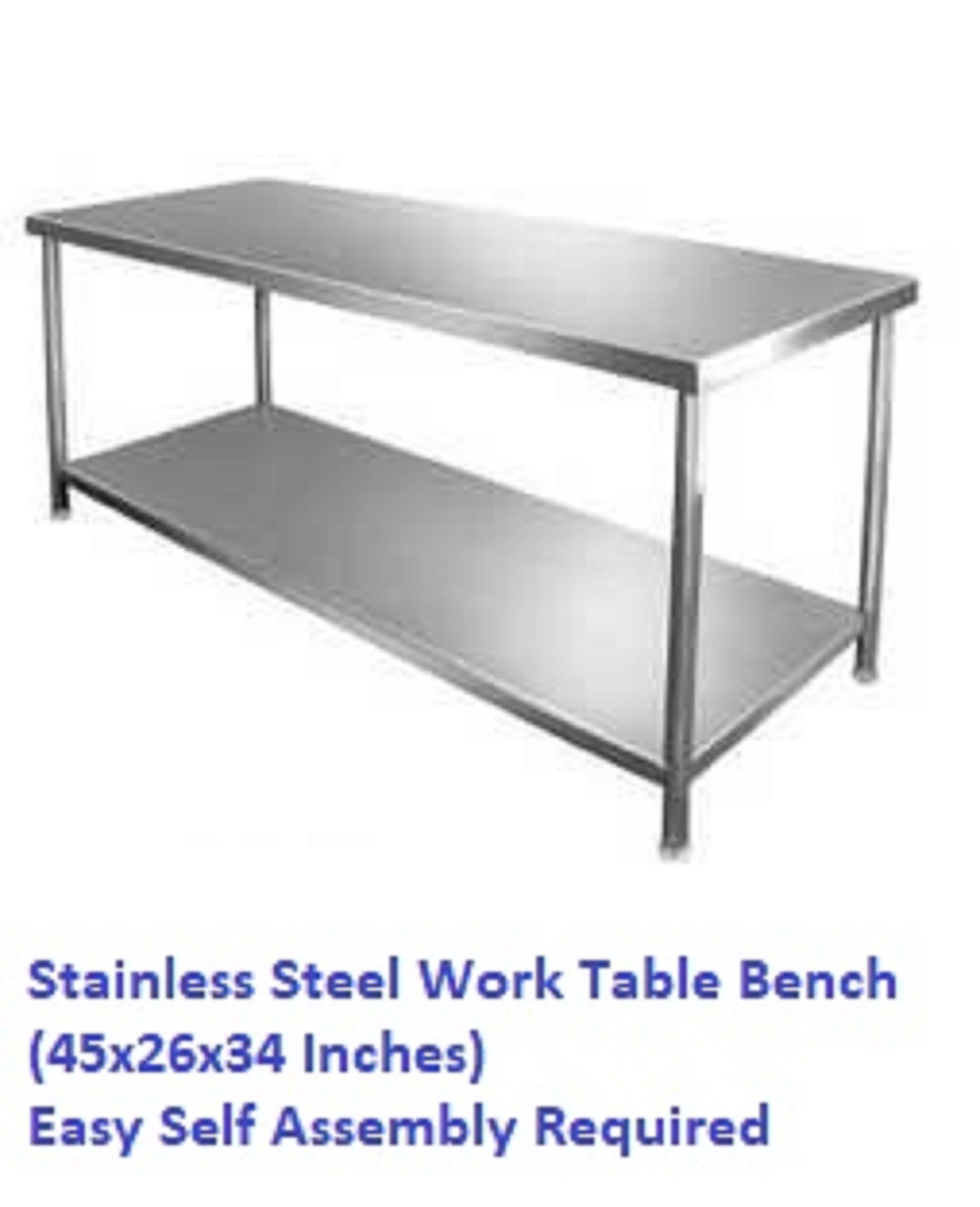 DG DEXAGLOBAL Work Table Bench Multipurpose Stainless Steel for Home Kitchen Cafe Office Hospitals Clinic Office Restaurant Business Warehouse Furniture 1U/n-Shelf,Size 4by2ft