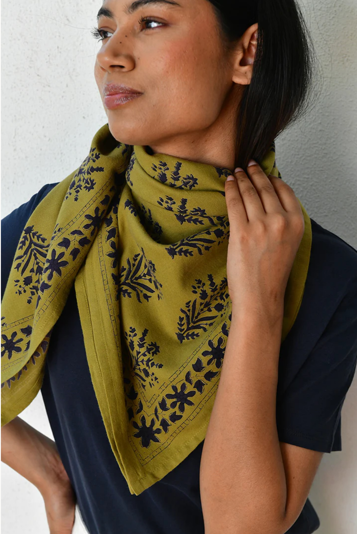 Foulard en coton imprimé à la main