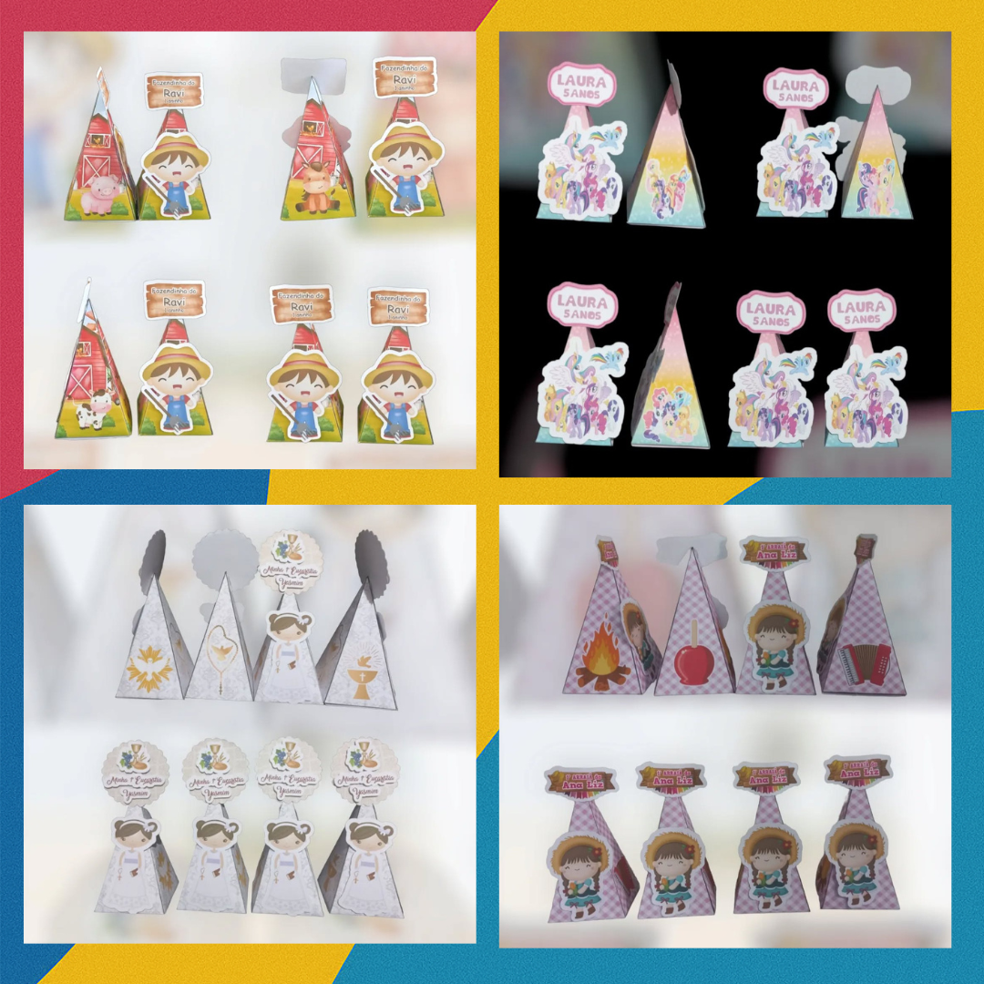 Caixas Pirâmide Personalizadas Temáticas