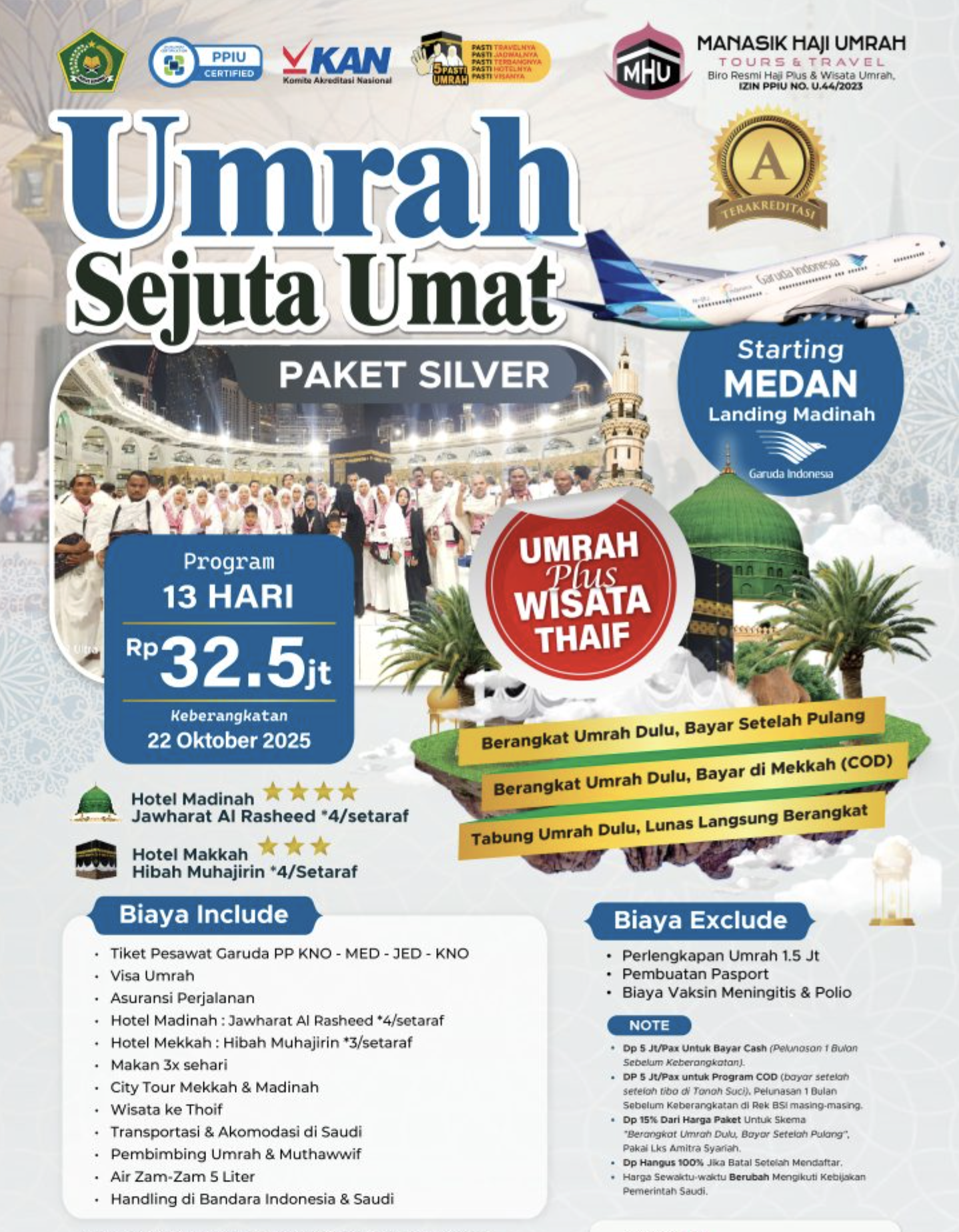 Umrah Sejuta Umat – Paket Silver (13 Hari) MHU3