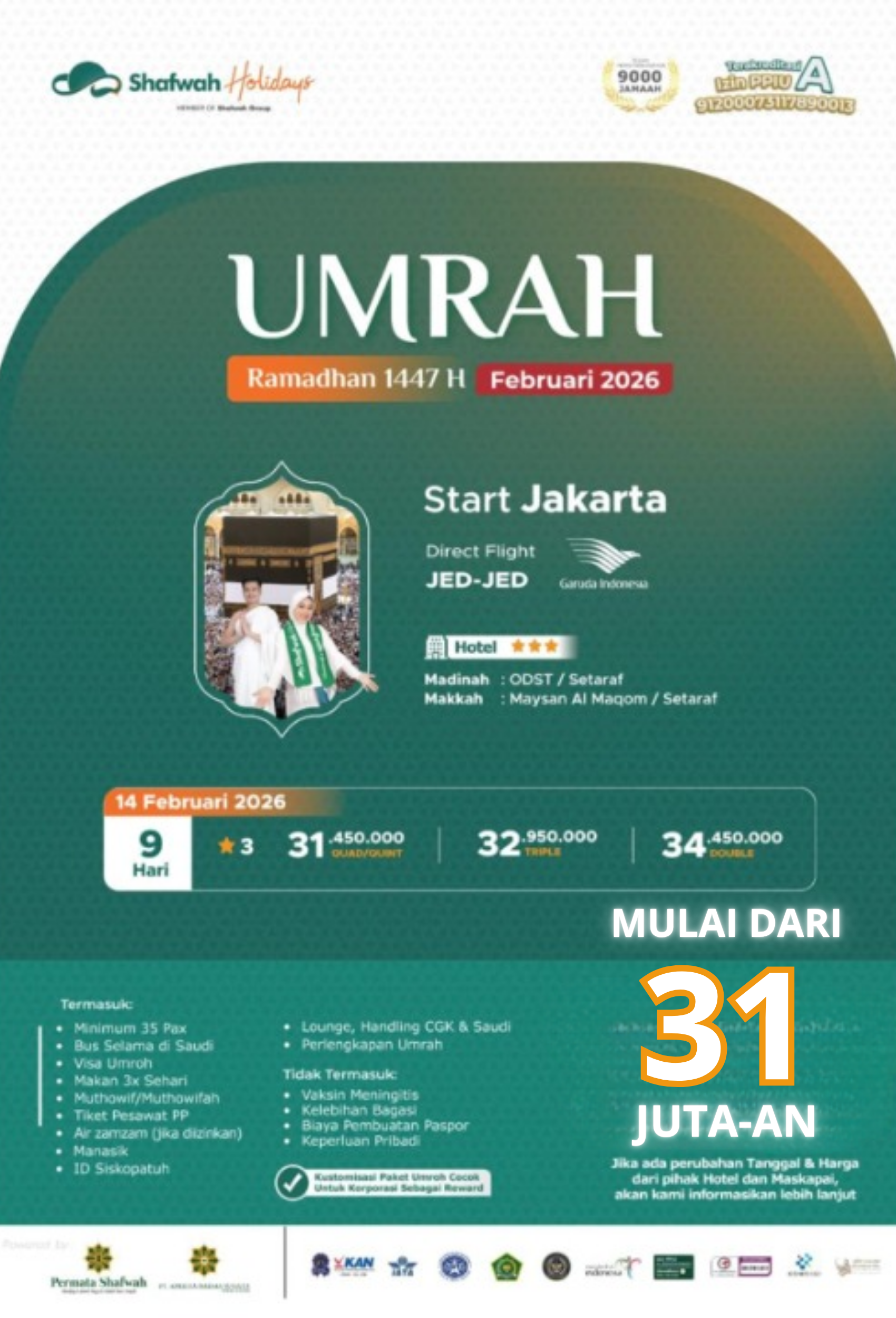 Paket Umroh Ramadhan 1447 H | Keberangkatan 14 Februari 2026 | Start Jakarta