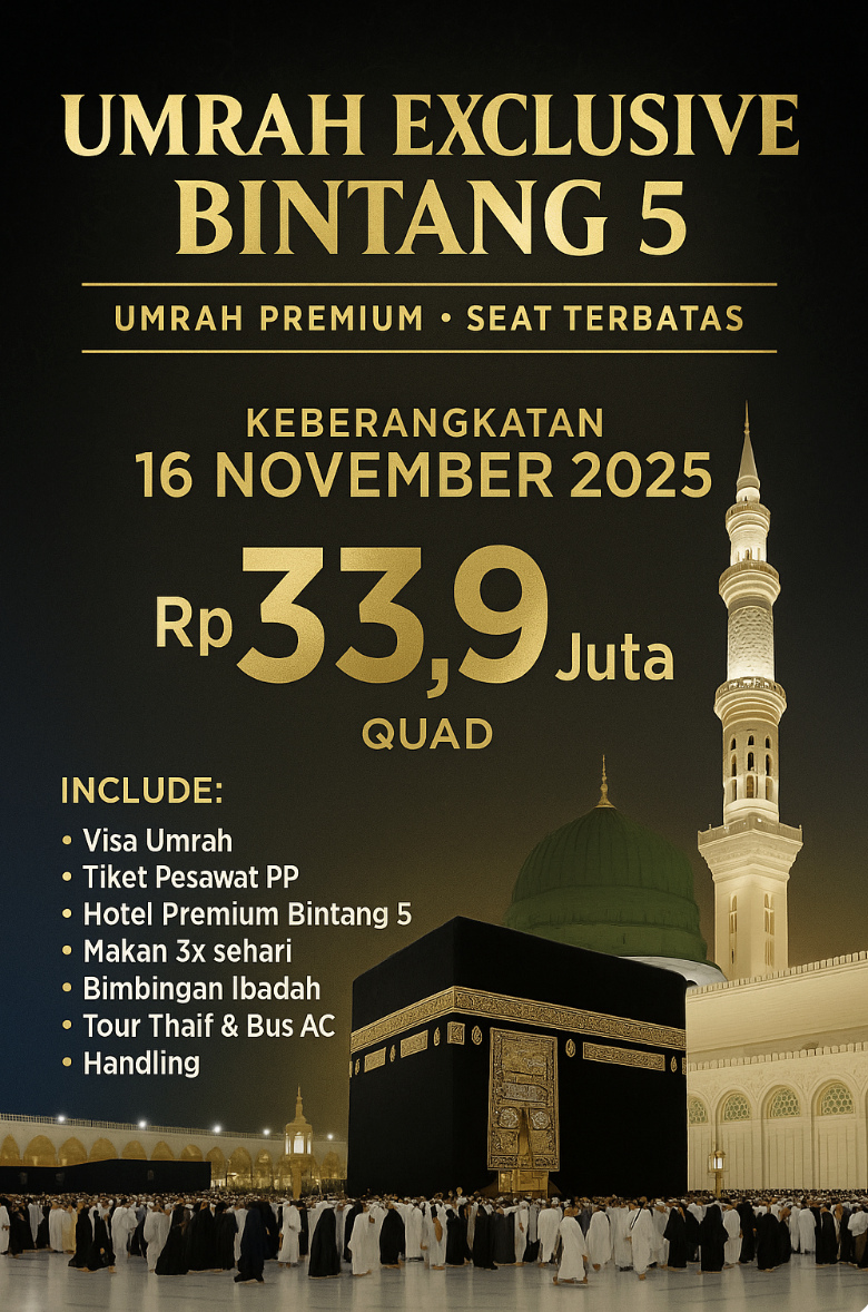 Umrah Bahagia 9 hari – 16 November 2025 Paket Subsidi Musim 2025/2026 ASW19