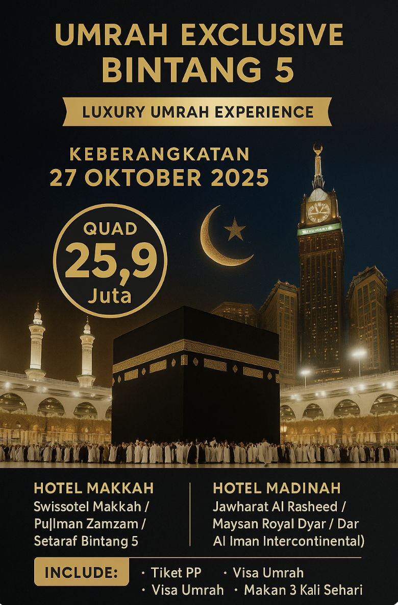 Umrah Bahagia 9 hari – 27 Oktober 2025 Paket Subsidi Musim 2025/2026 ASW18