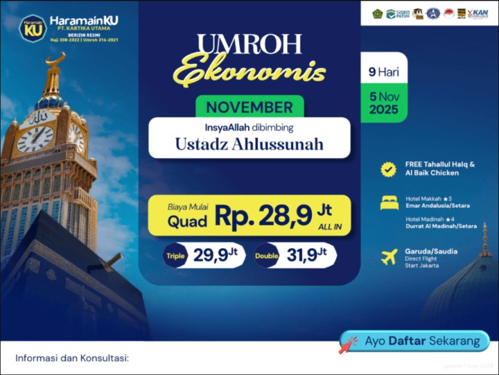 Umroh Ekonomis – November 2025 | Bimbingan Ustadz Ahlussunah