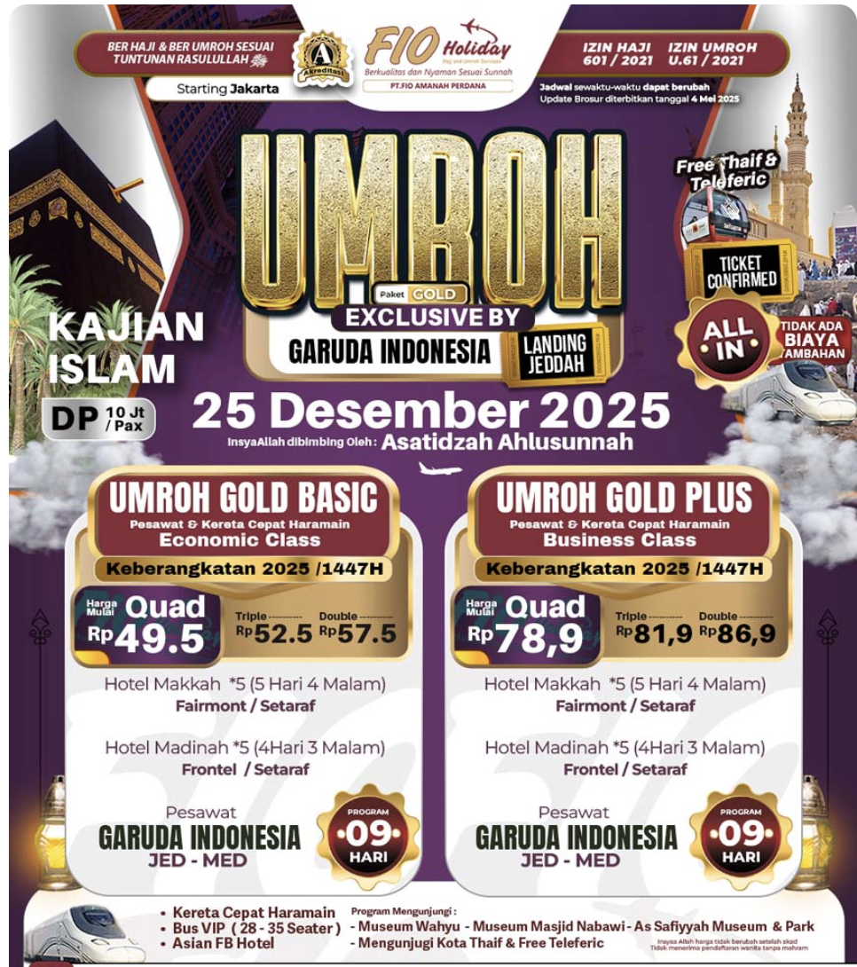 Program Umroh Gold Series 2025 – Exclusive by Garuda Indonesia