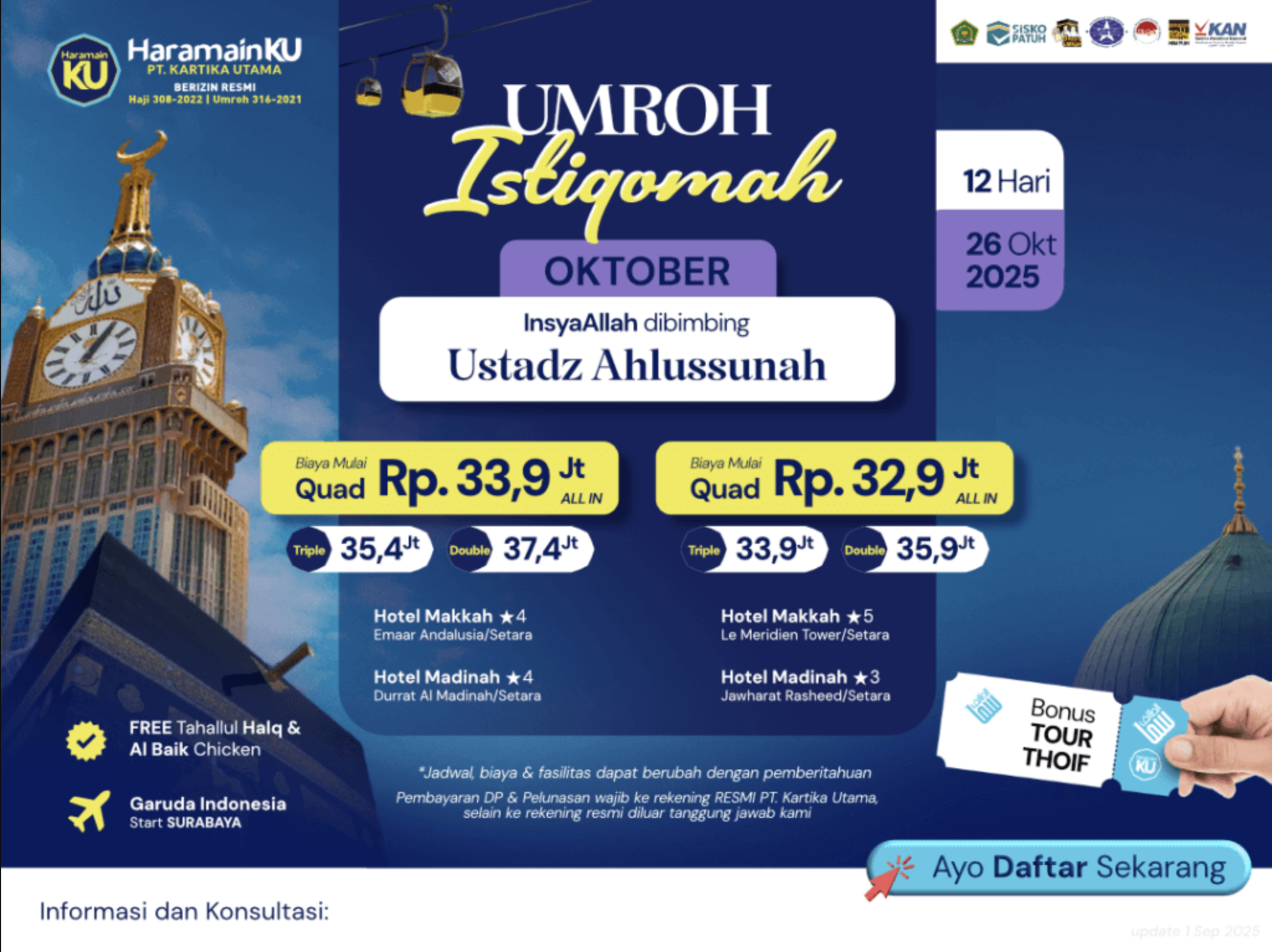 Umroh Istiqomah Plus Thaif – 26 Oktober 2025