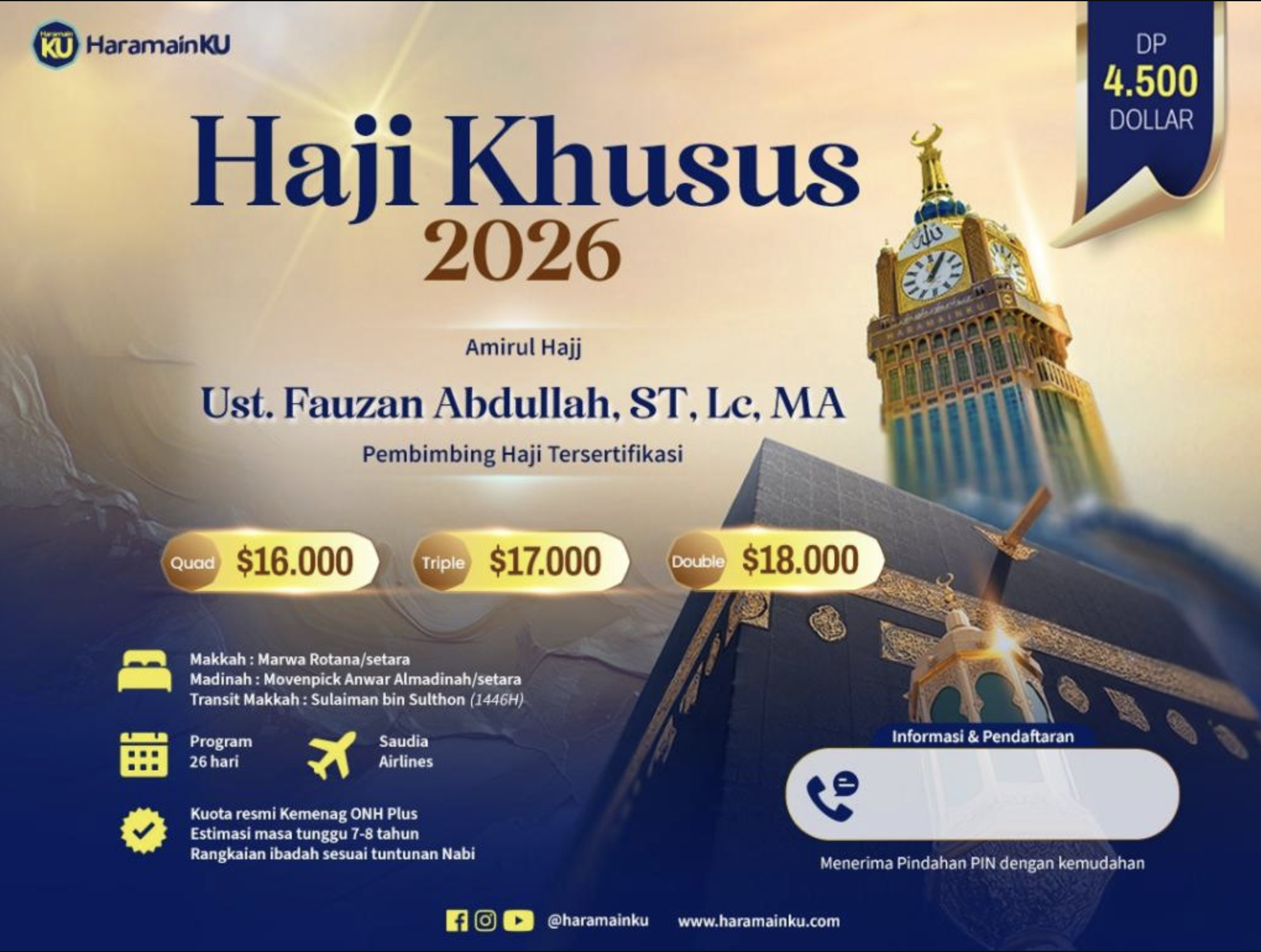Pendaftaran Haji Khusus 2026 – Bersama Ust. Fauzan Abdullah, ST, Lc, MA