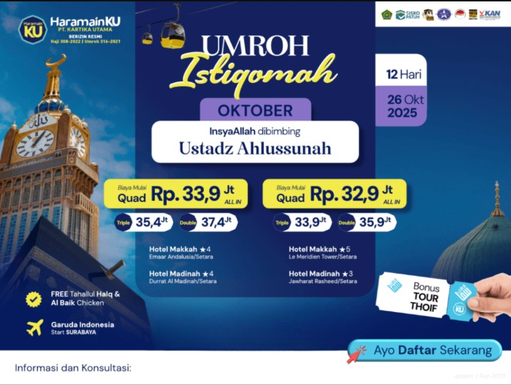 Umroh Istiqomah Plus Thaif – Oktober 2025 | Bimbingan Ustadz Ahlussunah