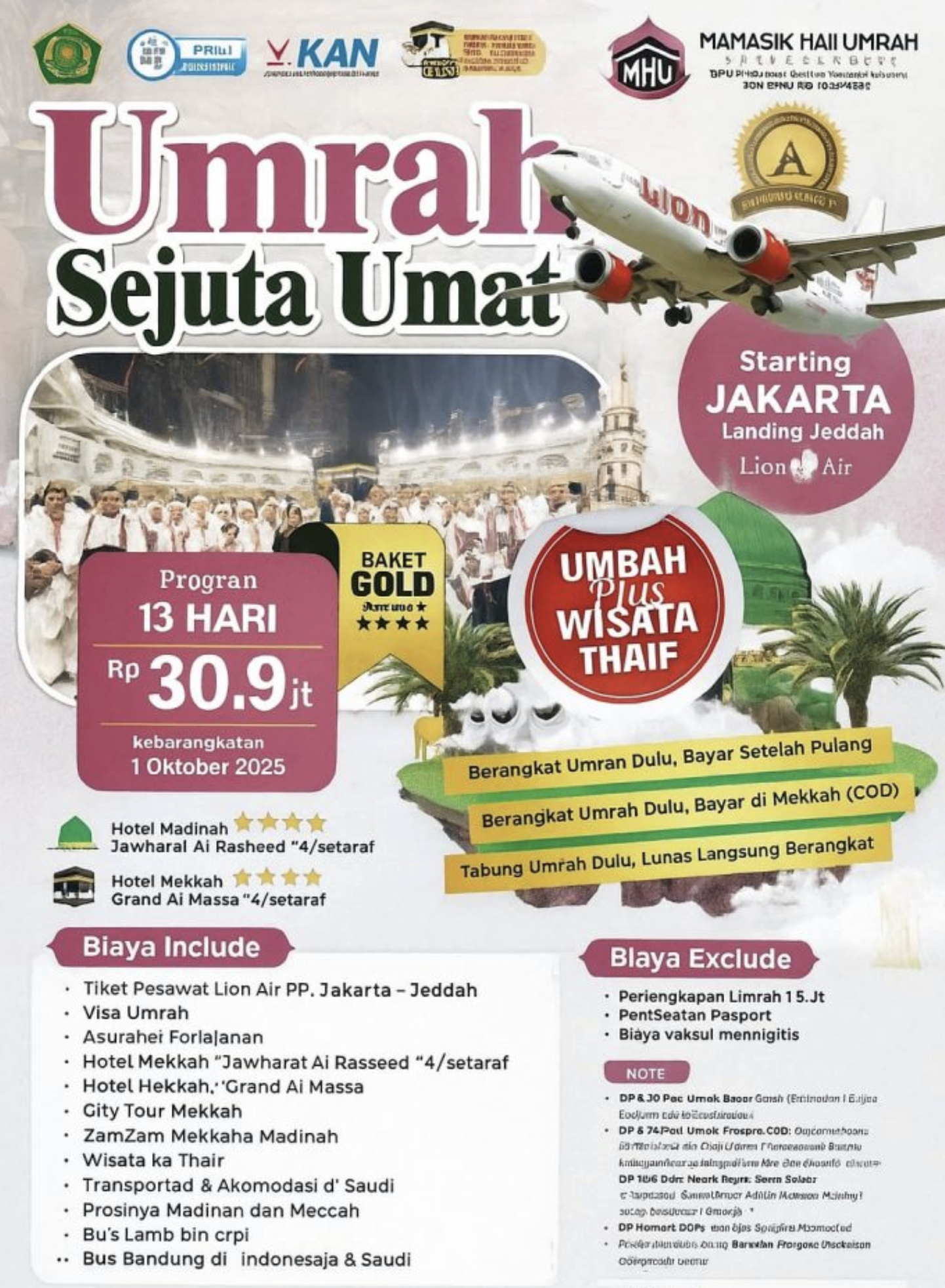Umrah Sejuta Umat – Paket Silver (13 Hari) MHU4