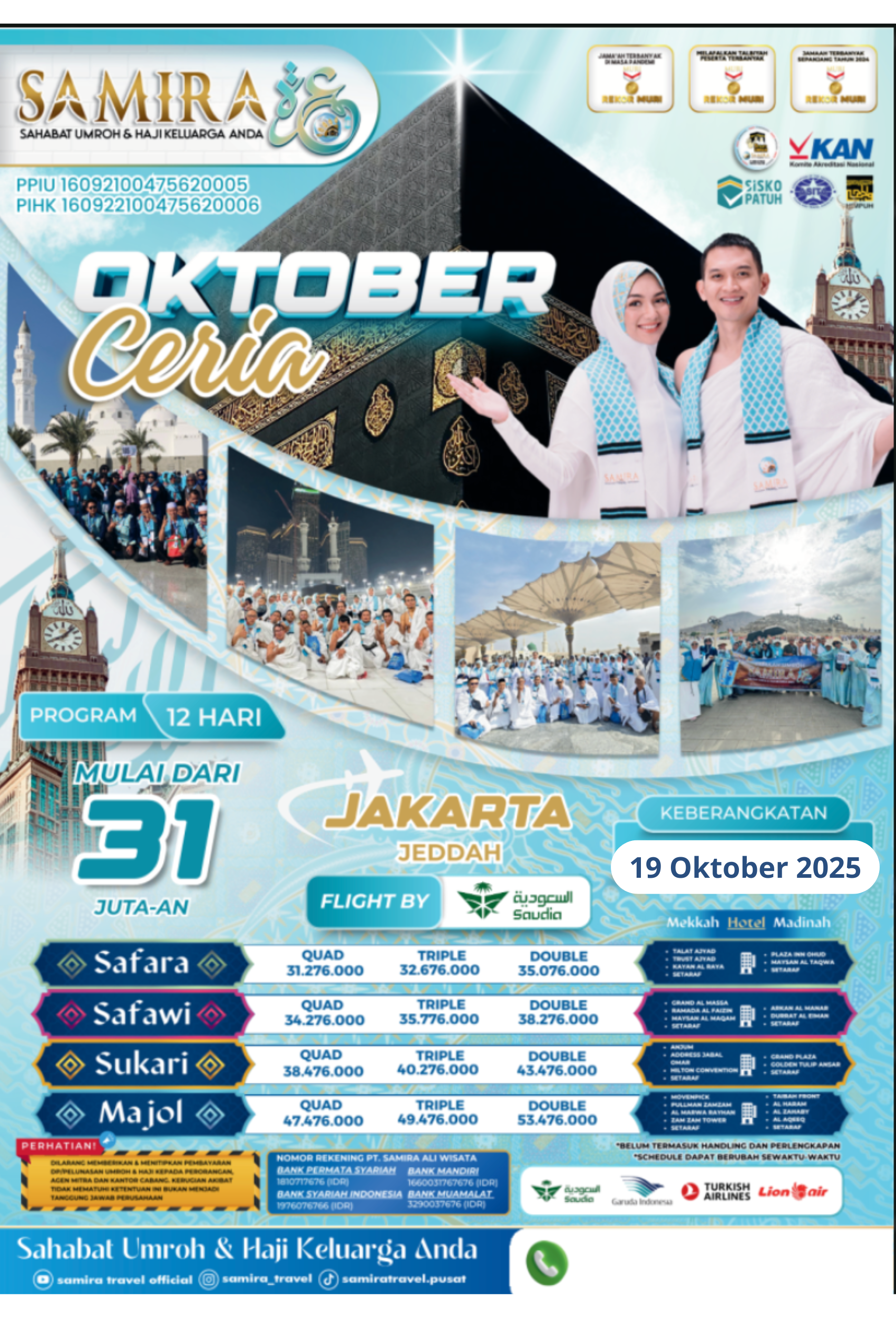 Paket Umroh Oktober Ceria 2025 | Jakarta – Jeddah | Keberangkatan 19 Oktober 2025