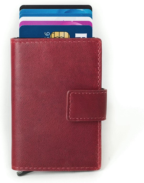 Red Leather Card Holder Wallet