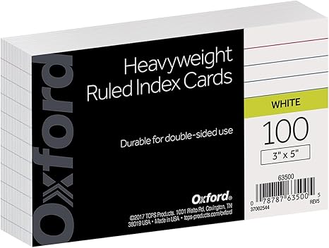 Oxford Heavyweight Ruled Index Cards