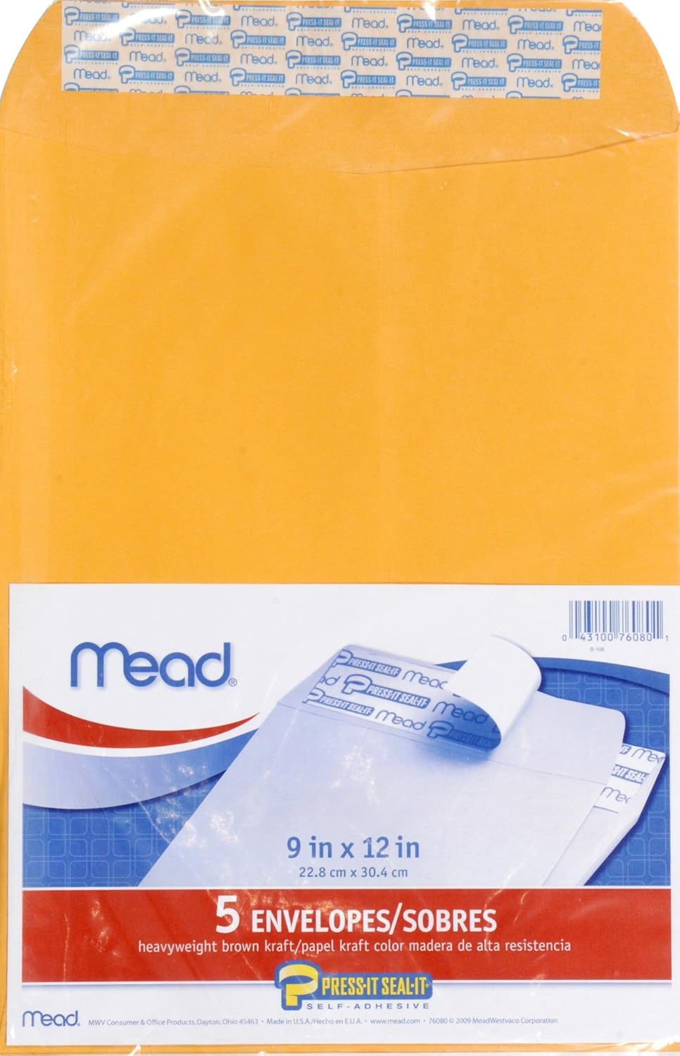 Mead Kraft Envelopes 9 in x 12 in