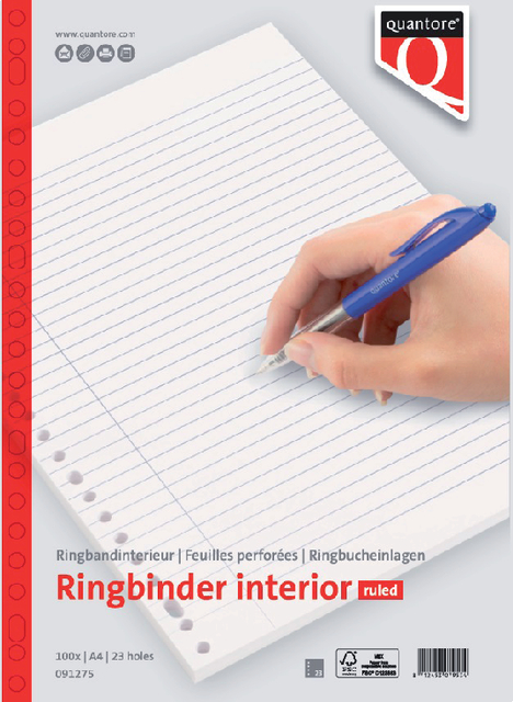 Quantore Ringbinder Interior Ruled A4 Paper