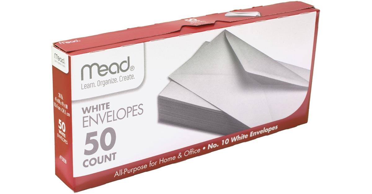 Mead White Envelopes - 50 Count