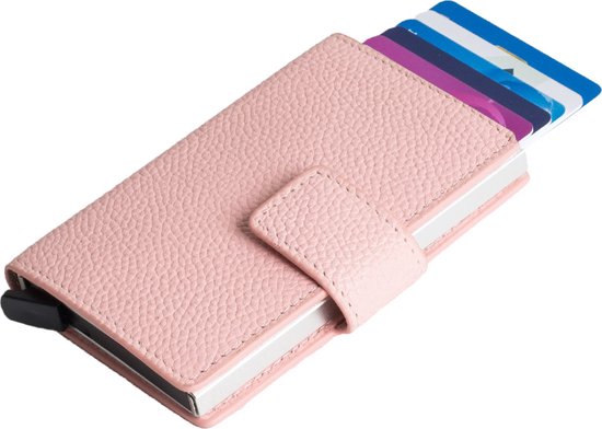 Pink Leather Card Holder Wallet