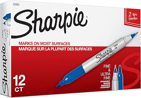 Sharpie Permanent Markers, Blue, 12 Count