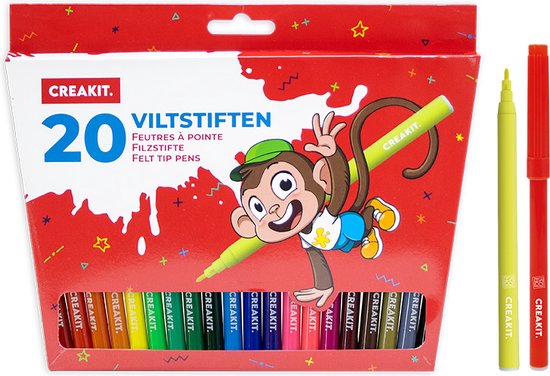 CREAKIT Felt Tip Pens - 20 Colors