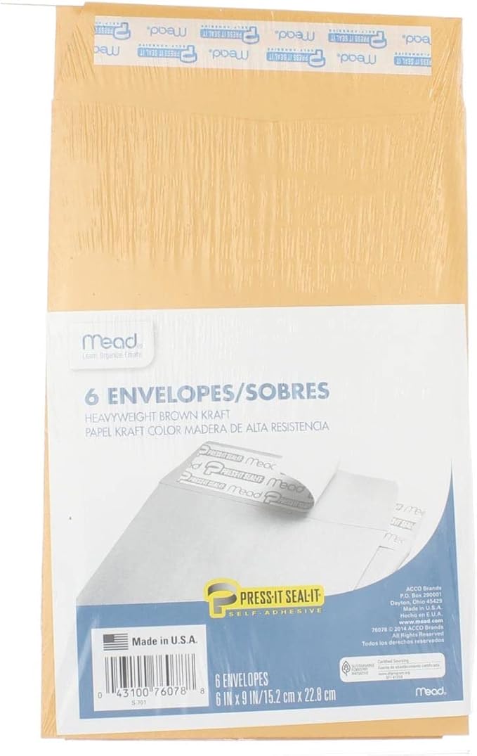 Mead Heavyweight Brown Kraft Envelopes