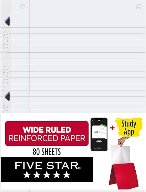 Five Star Wide Ruled Reinforced Paper