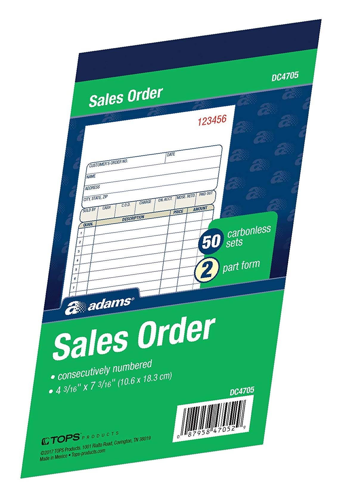Adams Sales Order Book