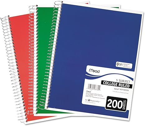 Mead 5 Subject College Ruled Spiral Notebook