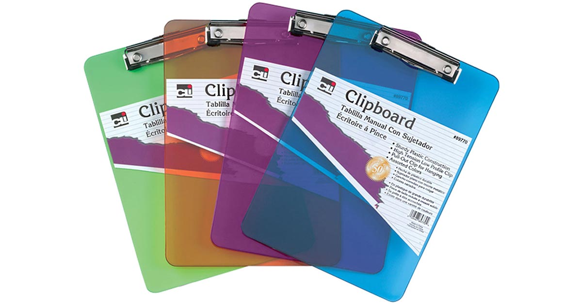 Colored Transparent Clipboards