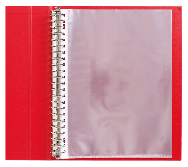 Red Ring Binder with Plastic Sleeves