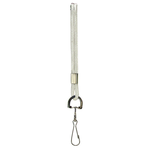 White lanyard with metal clip