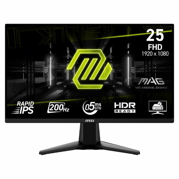 MONITOR GAMER 25" MSI MAG 255F E20 IPS FHD 200HZ 0.5MS HDMI DP