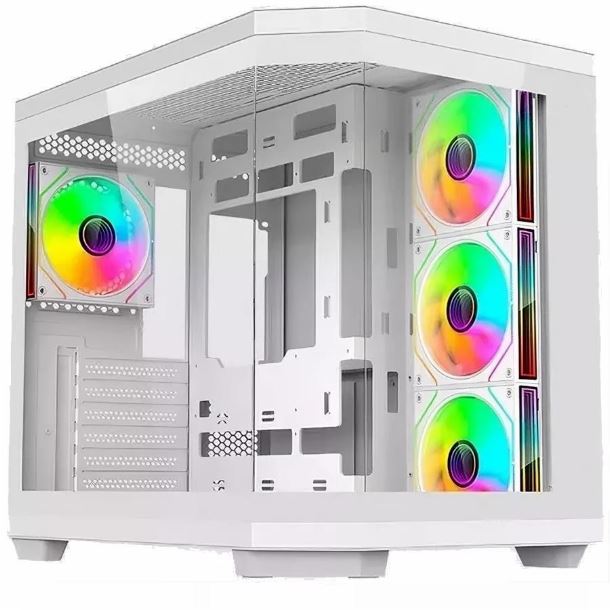 GABINETE SOLARMAX CM-W950 TG PECERA 4FAN ARGB WHITE