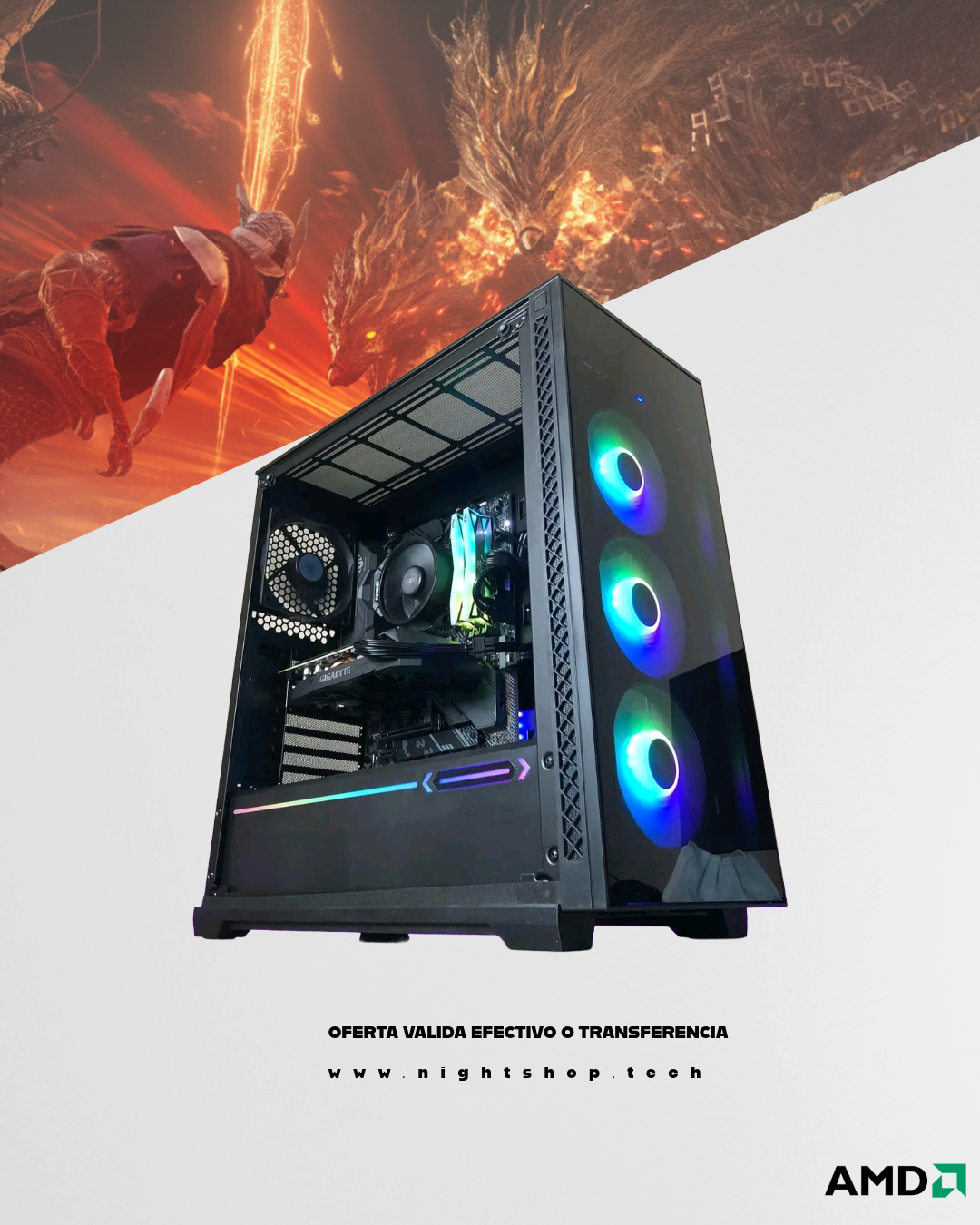 OFERTA PC RYZEN 5 5600X, RTX 2060, 16GB RAM, 1.25TB SSD/HDD.