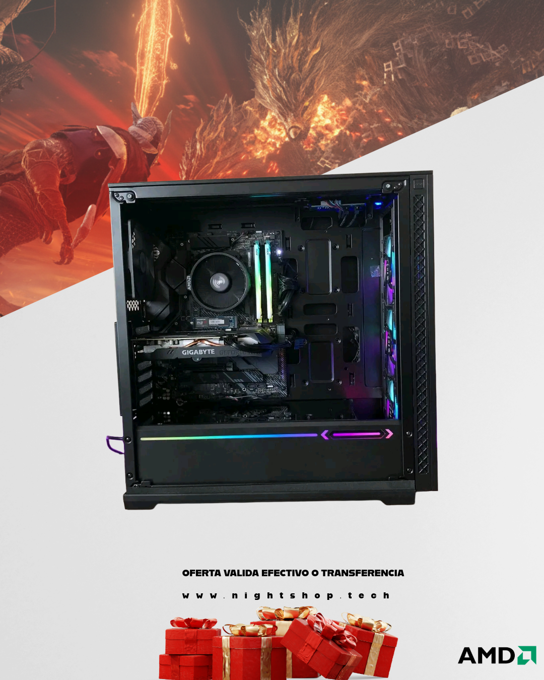 OFERTA PC RYZEN 5 5600X, RTX 2060, 16GB RAM, 1.25TB SSD/HDD.