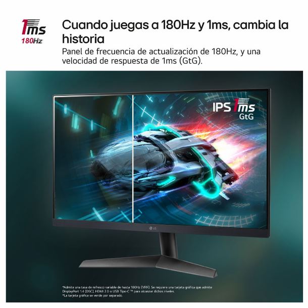 MONITOR GAMER 27" LG 27GS60F IPS FHD HDMI DP 180HZ 1MS G-SYNC FREESYNC AMD BORDERLESS