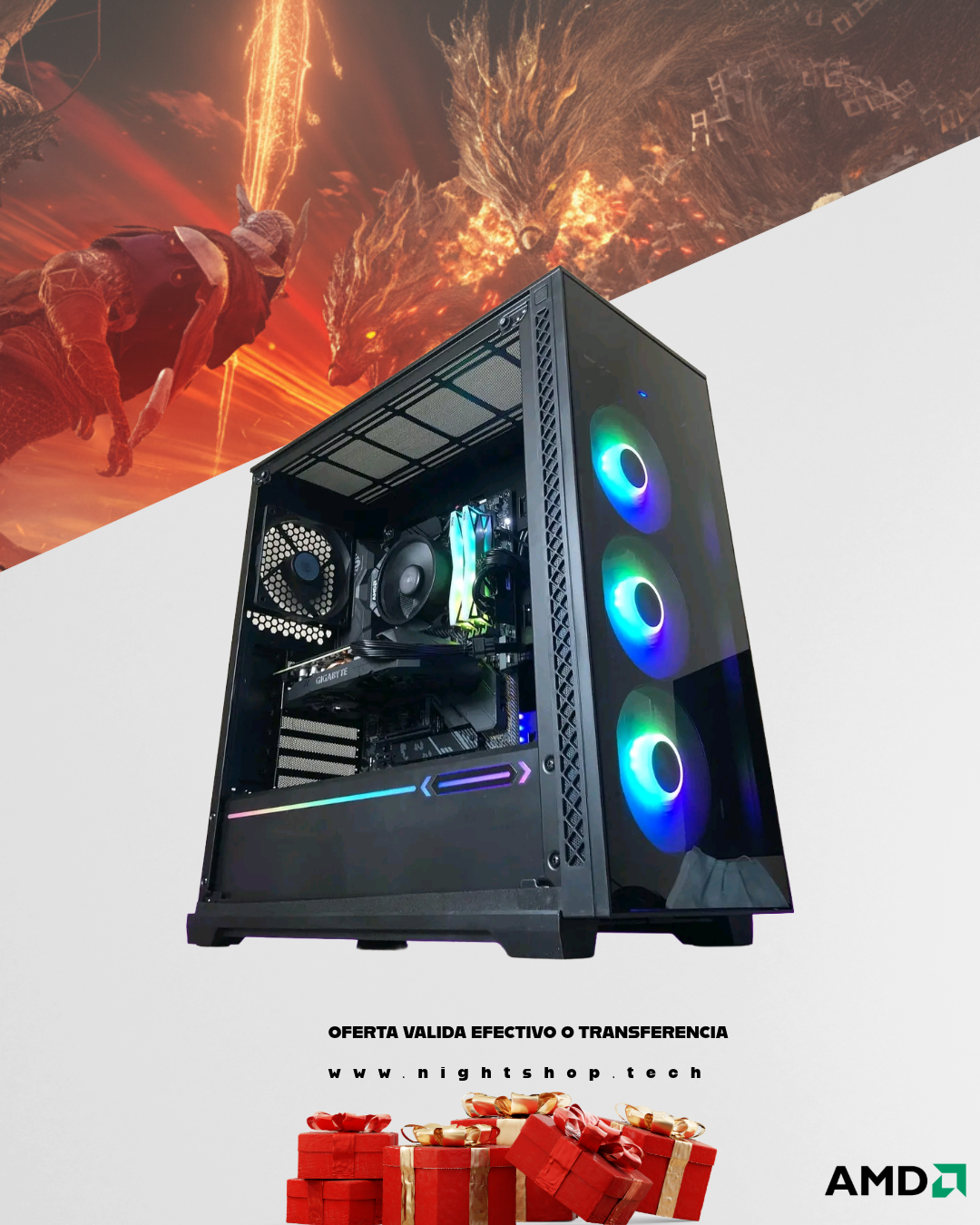 OFERTA PC RYZEN 5 5600X, RTX 2060, 16GB RAM, 1.25TB SSD/HDD.