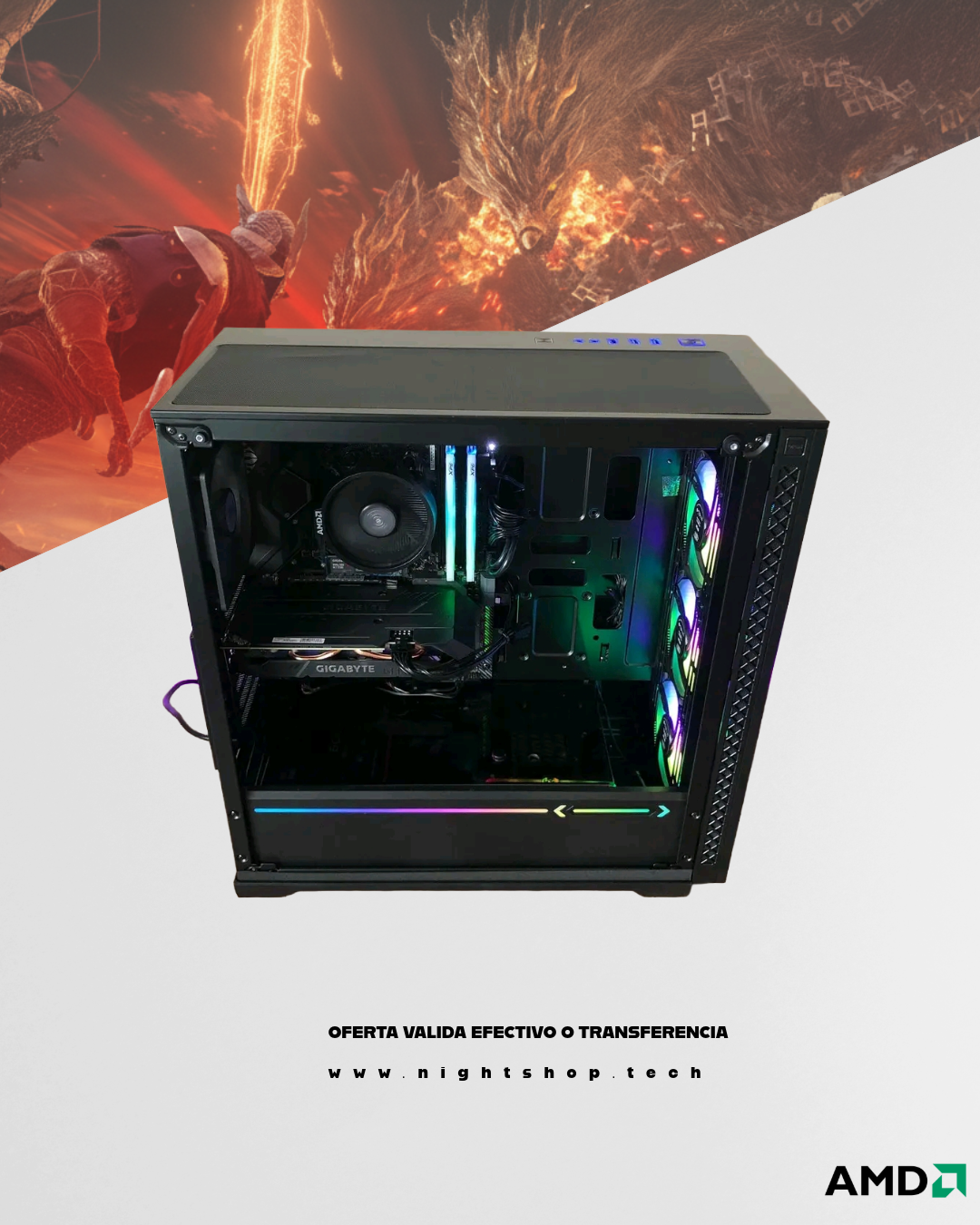 OFERTA PC RYZEN 5 5600X, RTX 2060, 16GB RAM, 1.25TB SSD/HDD.