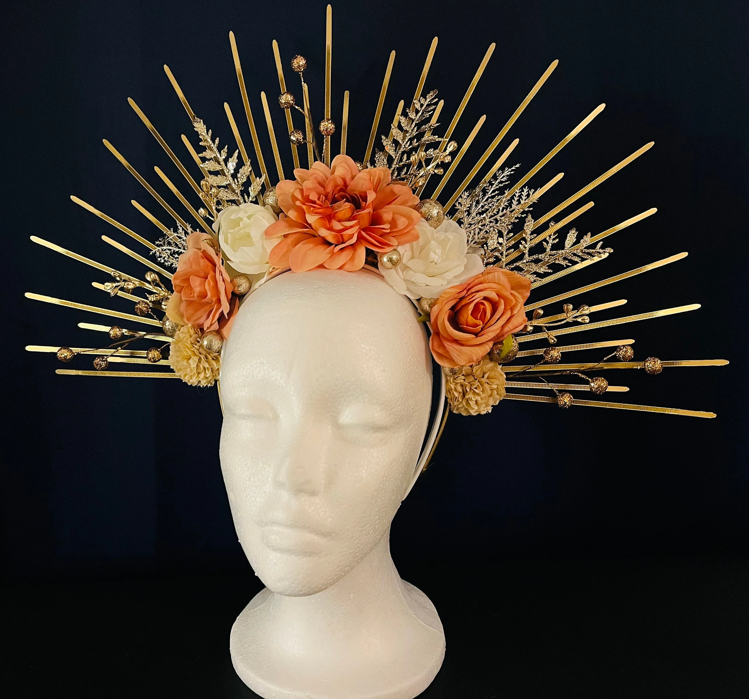 Golden Floral Crown Headpiece