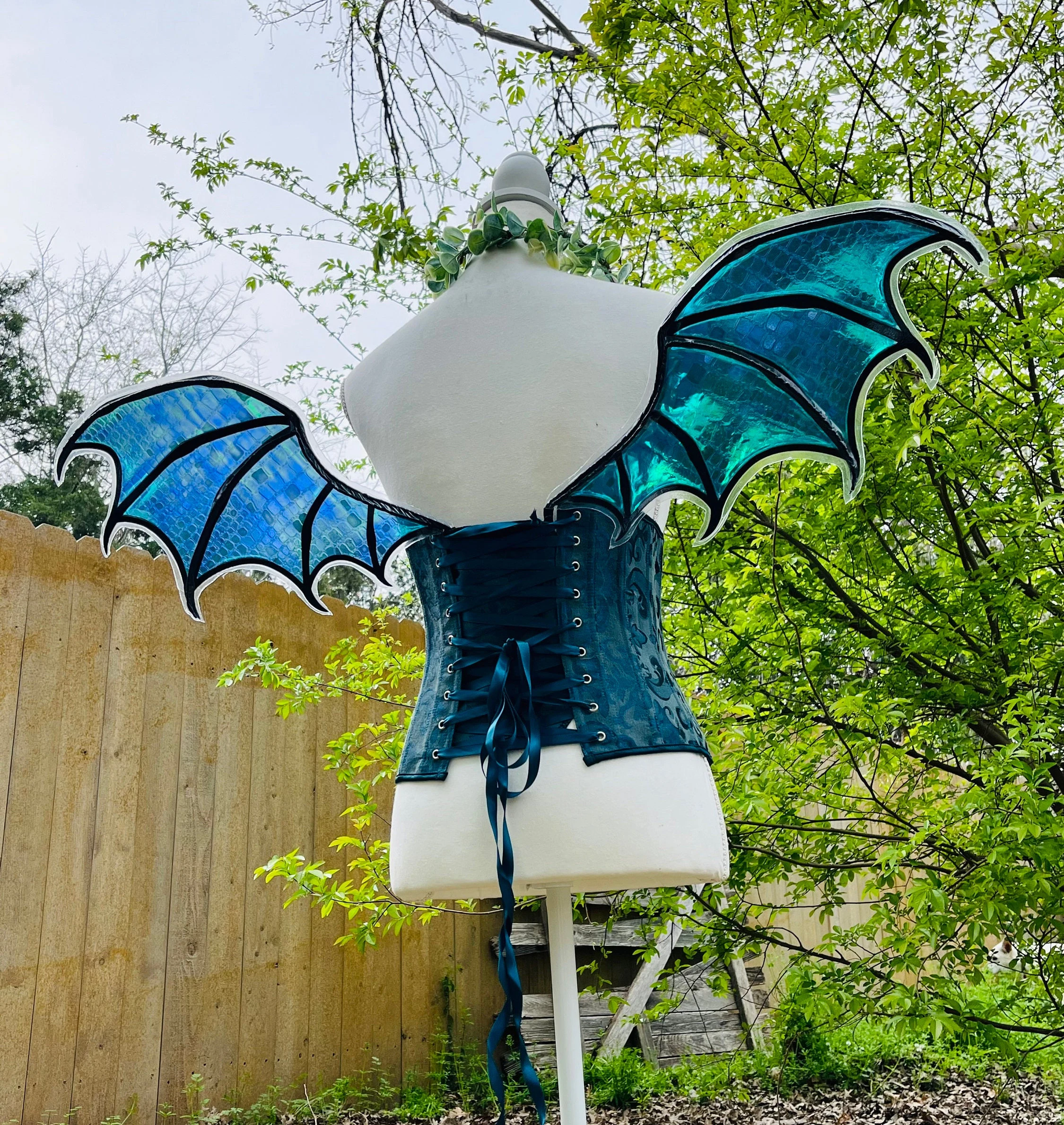 Teal Blue Dragon Costume Fairy Wings