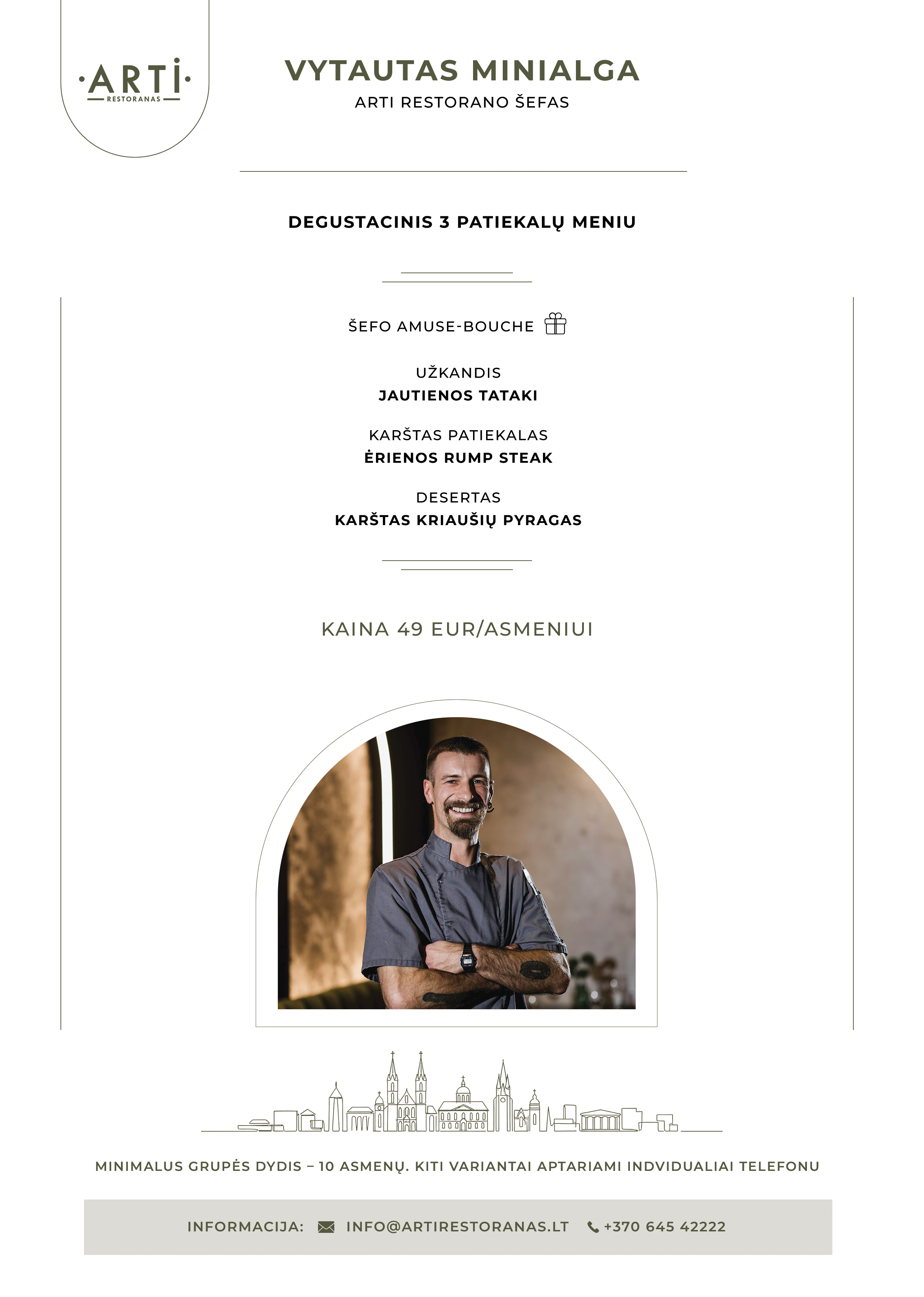 Šefo VYTAUTO MINIALGOS 10 asm. degustacinė vakarienė (mėsos patiekalai)