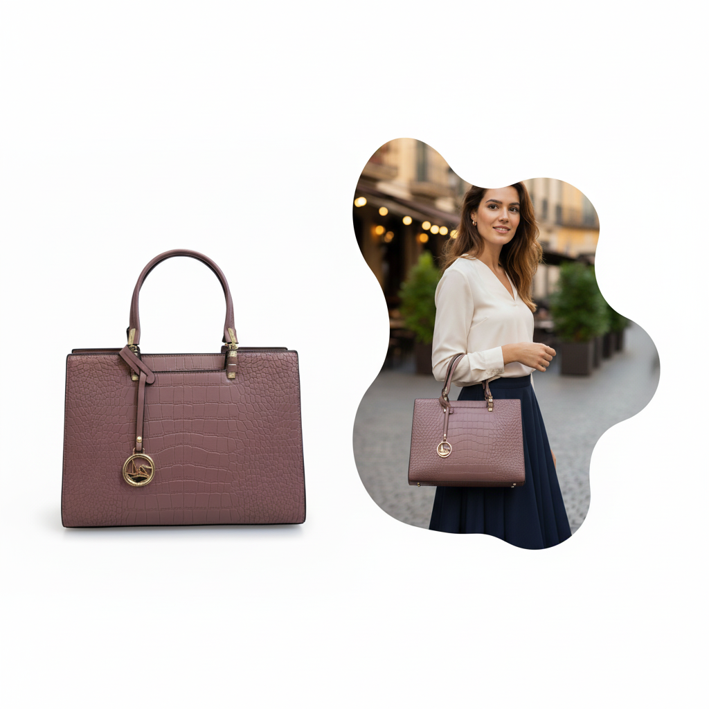 Bolsa Elegance Croco Rosé