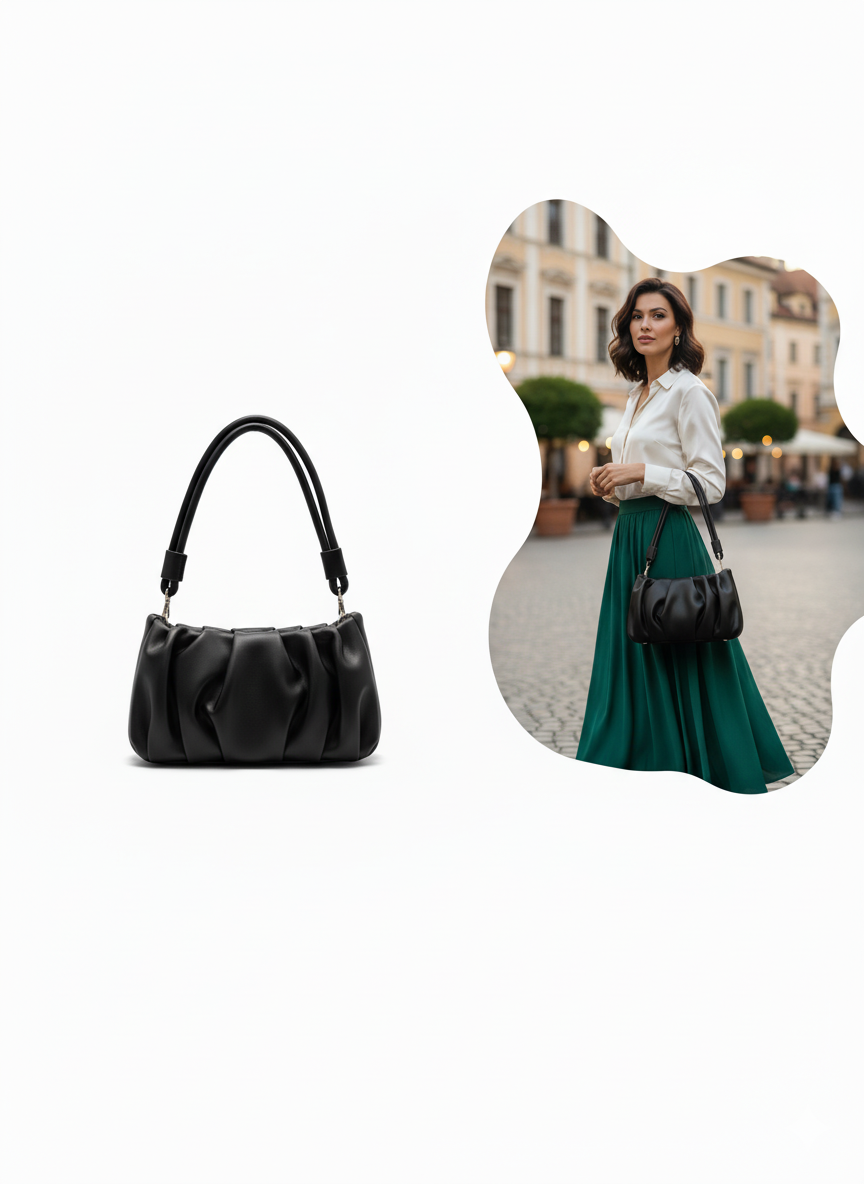 Bolsa Clutch Nuvem Elegance Preta