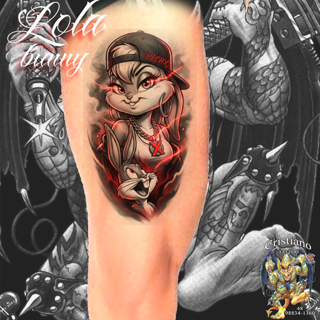 Tatuagem personalizado a Lola Bunny e coleho perna longa