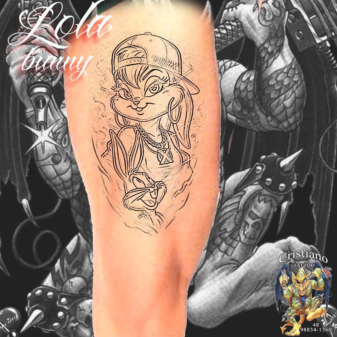 Tatuagem personalizado a Lola Bunny e coleho perna longa