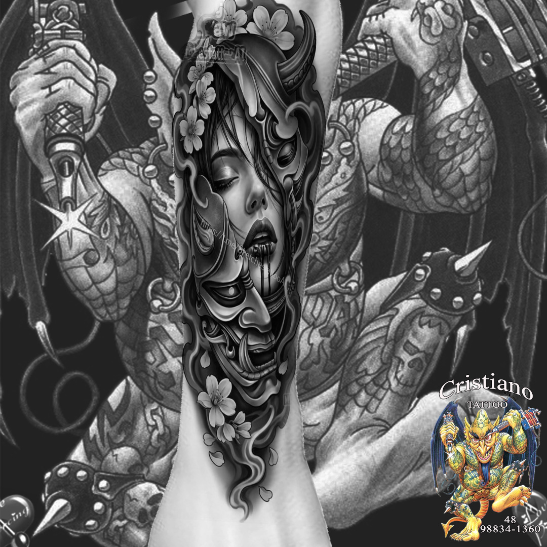 Tattoo - Oriental - Retrato + Mascara Carranca