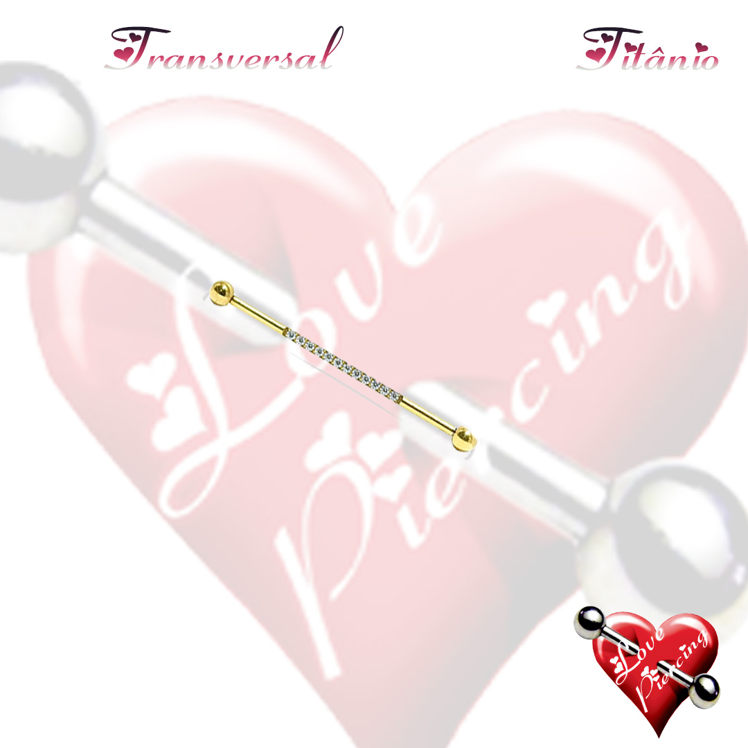 Piercing - Transversal Cravejado  Titânio (1.6 x 38 x 4 mm)