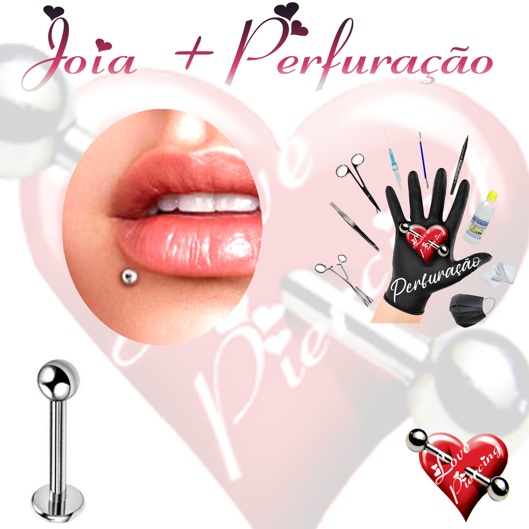 Piercing Labret canto boca lado esquerdo