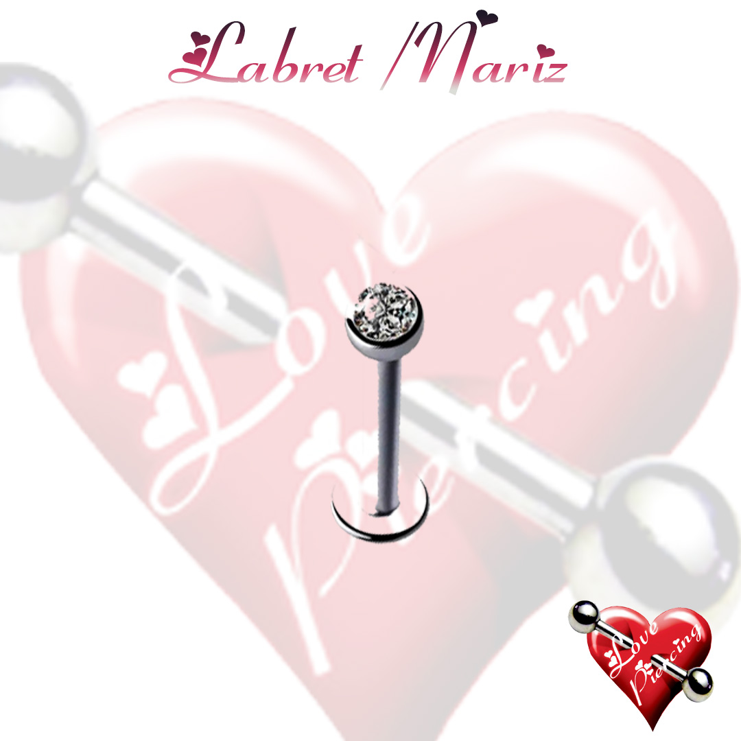 Piercing Labret com cristal zirconia