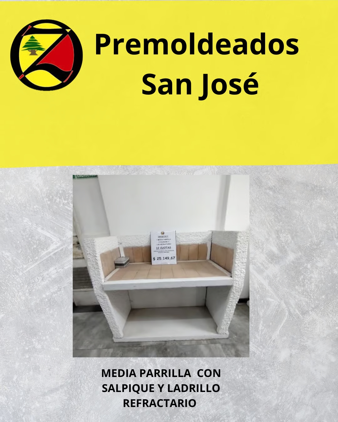 Media parrilla con salpique y ladrillo refractario