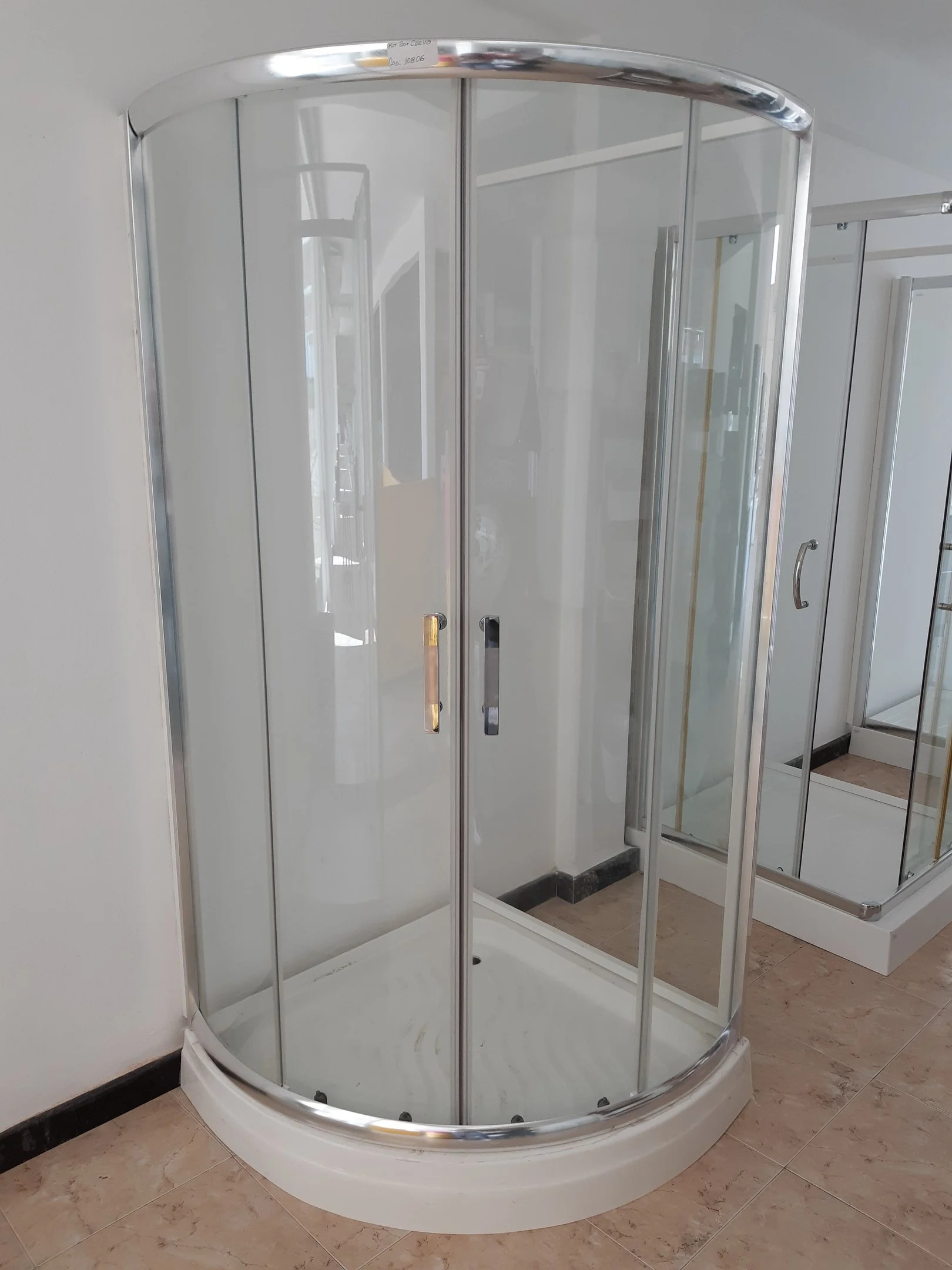 KIT BOX CURVO 920X920X1800 TRANSPARENTE CROMO