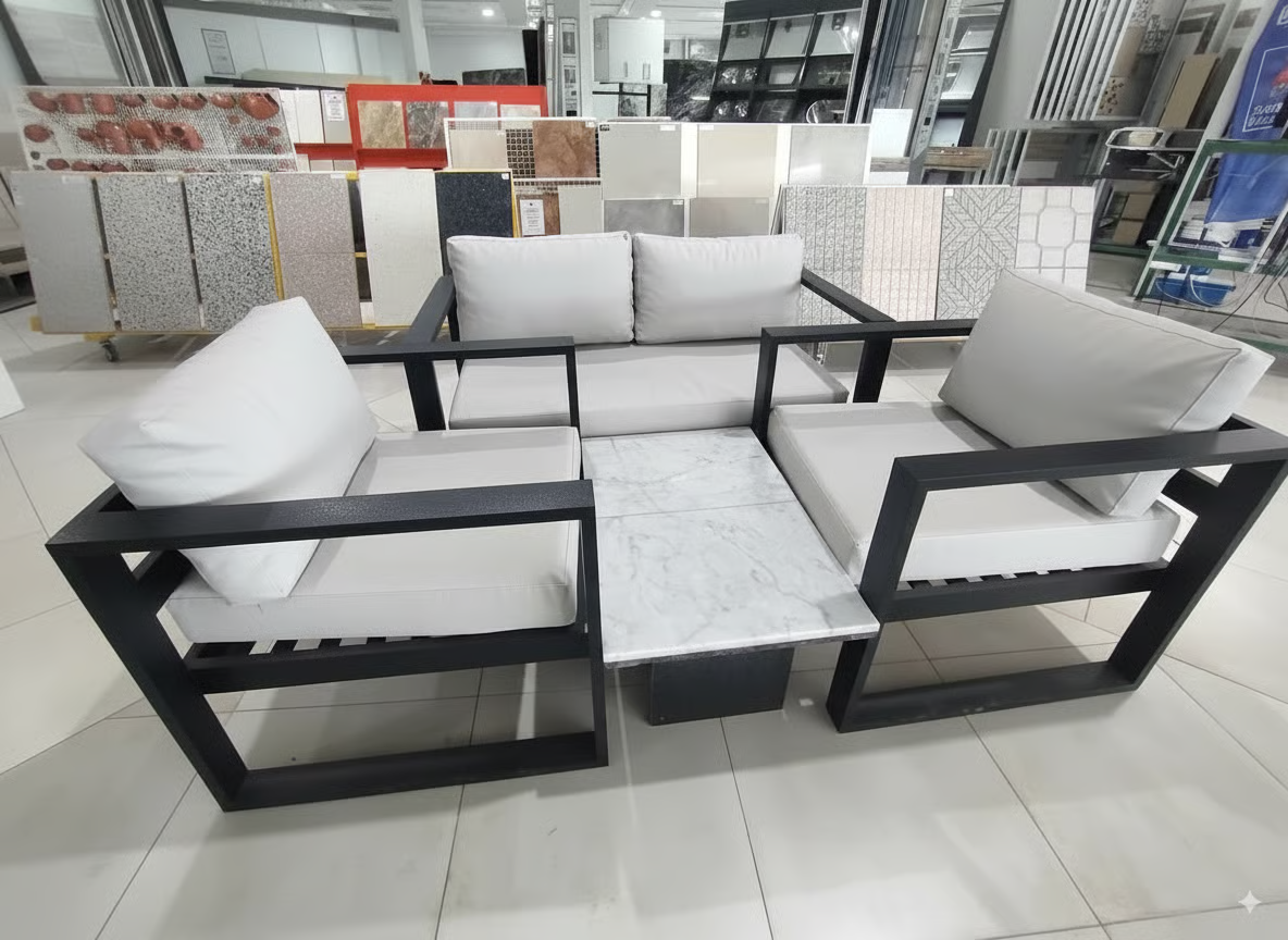 JUEGO.3 PIEZAS ALUMINIO SILLON SEVILLA C/ALMOHADON  
